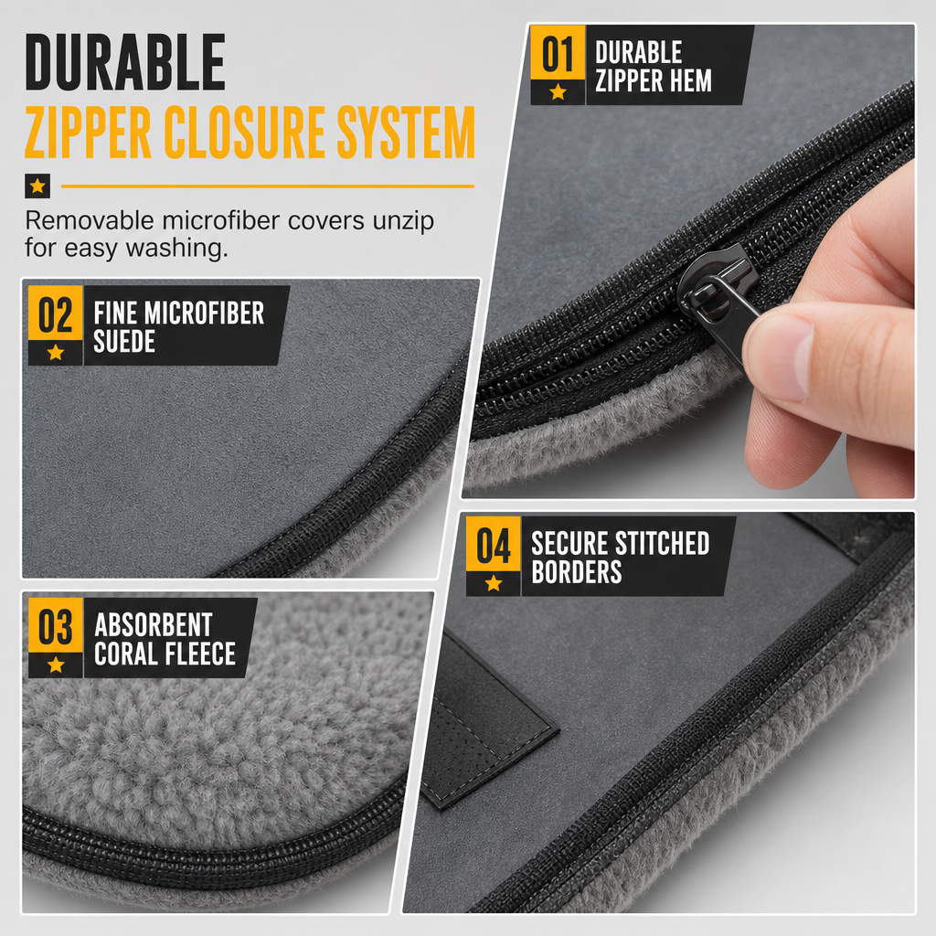 Car Windshield Glass Cleaning Brush with Suede and Coral Fleece Cover for Auto Window Cleaning and Dust Removal