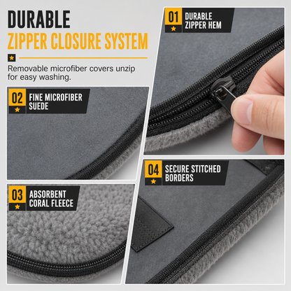 Car Windshield Glass Cleaning Brush with Suede and Coral Fleece Cover for Auto Window Cleaning and Dust Removal