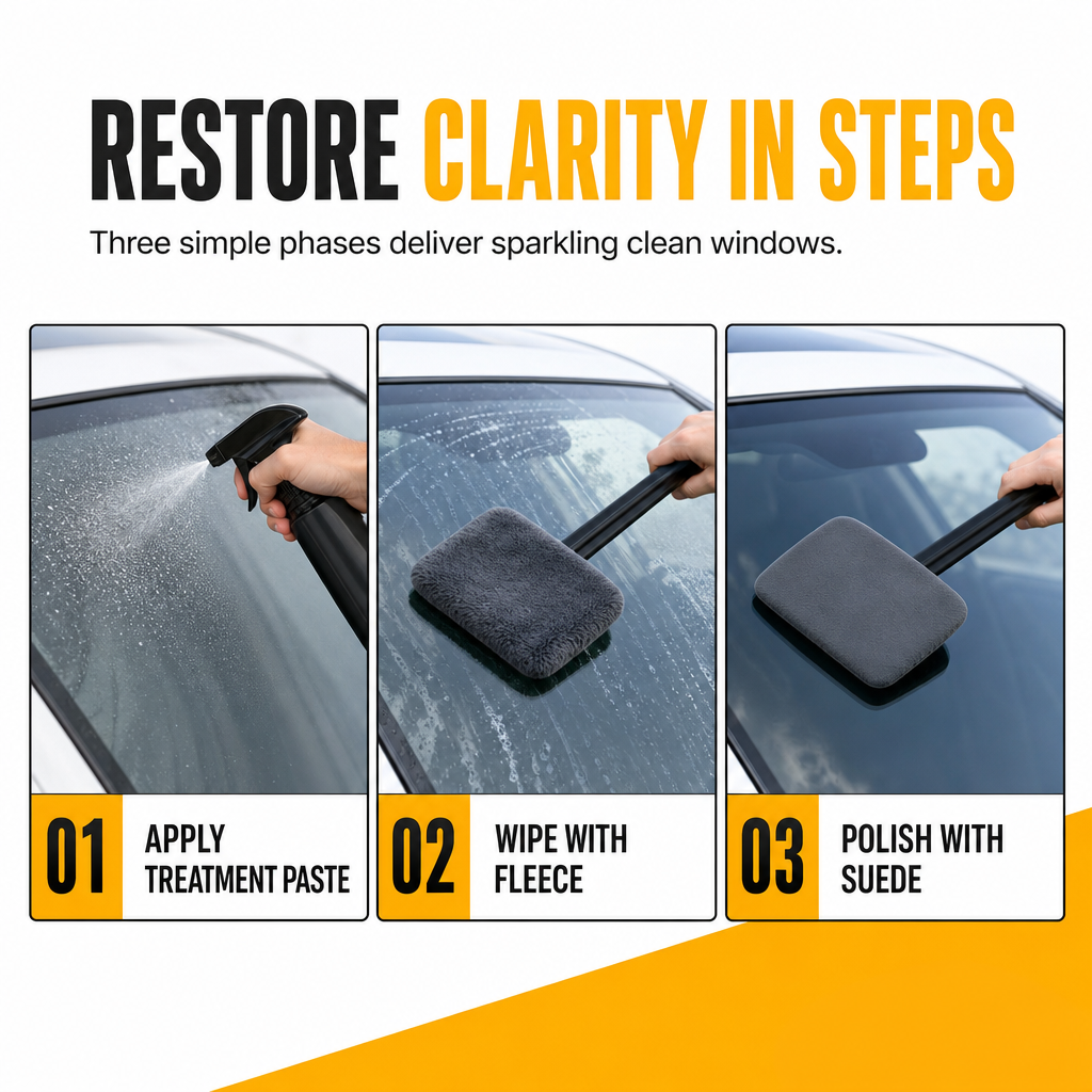 Car Windshield Glass Cleaning Brush with Suede and Coral Fleece Cover for Auto Window Cleaning and Dust Removal