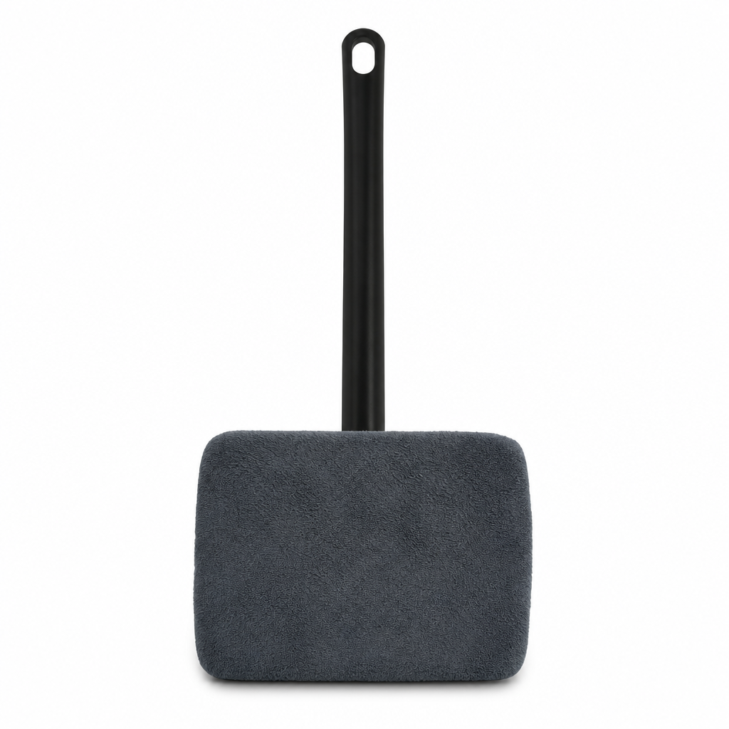 Car Windshield Glass Cleaning Brush with Suede and Coral Fleece Cover for Auto Window Cleaning and Dust Removal