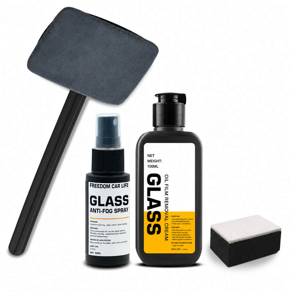 Car Windshield Glass Cleaning Brush with Suede and Coral Fleece Cover for Auto Window Cleaning and Dust Removal