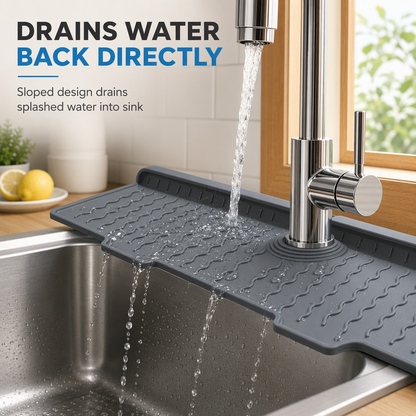 Cuttable Food Grade Silicone Faucet Splash Guard Mat Thickened Sloped Kitchen Sink Draining Pad with Pattern