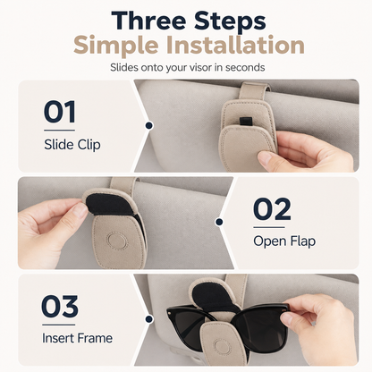 🕶️ LIMITED-TIME 50% OFF 🚗 Car Sunglasses Holder — Magnetic Leather Clip, Ticket Card Mount