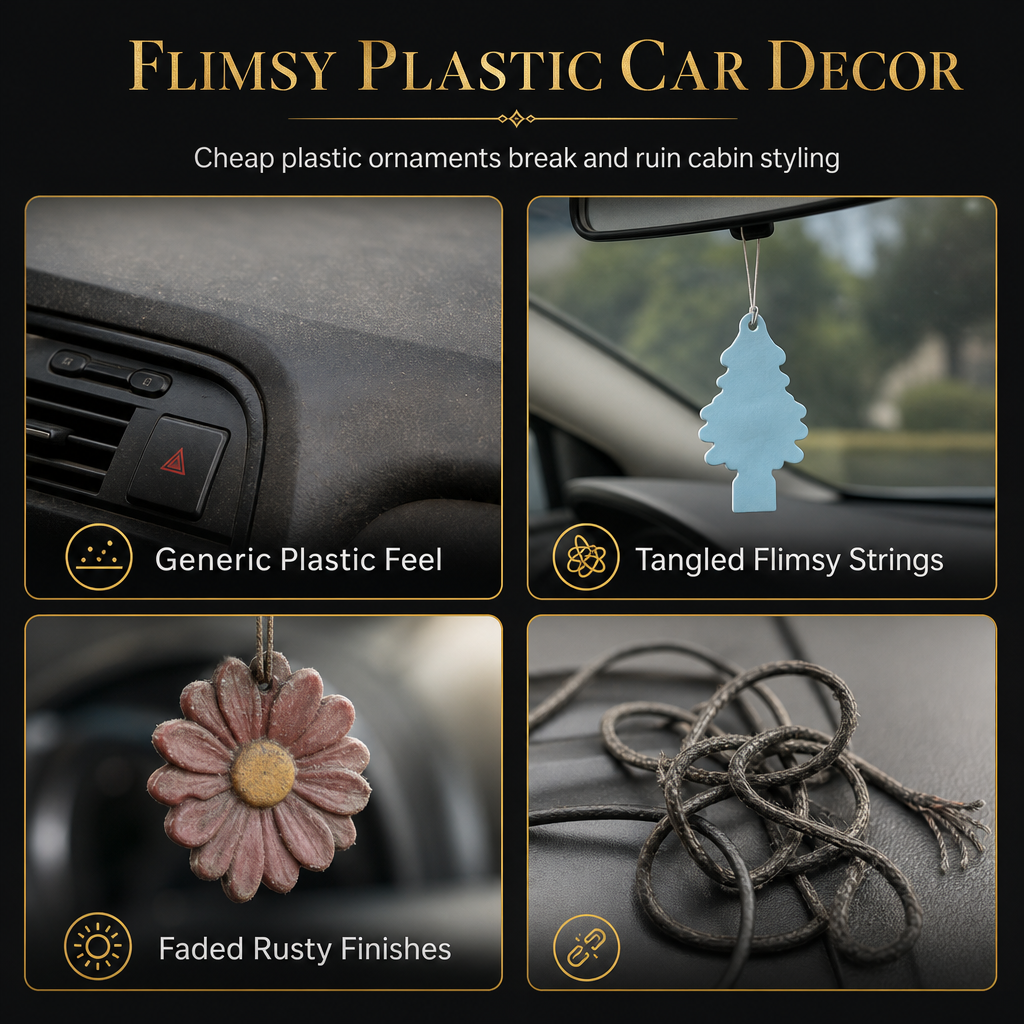 Stainless Steel Arabic Medallion Car Hanging Ornament with Blue Glass Chain