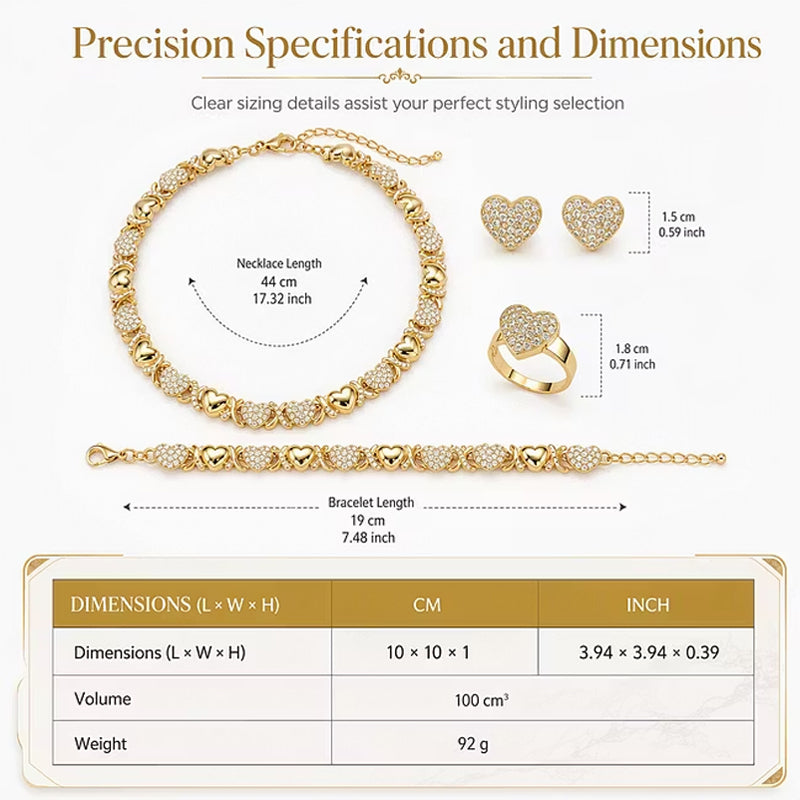 💖 Classic Heart 4-Piece Jewelry Set