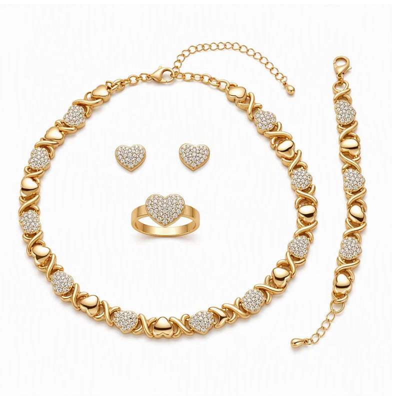 💖 Classic Heart 4-Piece Jewelry Set