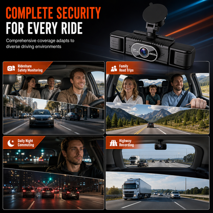 F100 4-Lens Car Dash Cam 1080P HD Driving Recorder with Infrared Night Vision and GPS Sync Recording