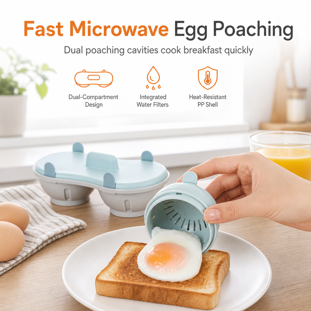 ✨New Arrival✨Double Compartment Microwave Egg Steamer Box Kitchen Egg Cooking Mold