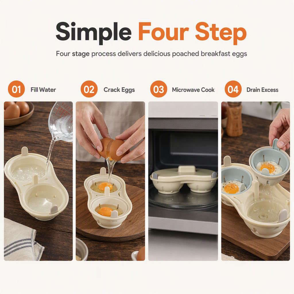 ✨New Arrival✨Double Compartment Microwave Egg Steamer Box Kitchen Egg Cooking Mold