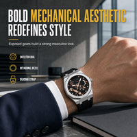 Men's Sport Quartz Watch with Mechanical Style Luminous Hands Date Calendar and Water Resistance
