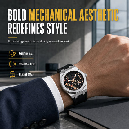 Men's Sport Quartz Watch with Mechanical Style Luminous Hands Date Calendar and Water Resistance