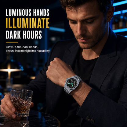 Men's Sport Quartz Watch with Mechanical Style Luminous Hands Date Calendar and Water Resistance