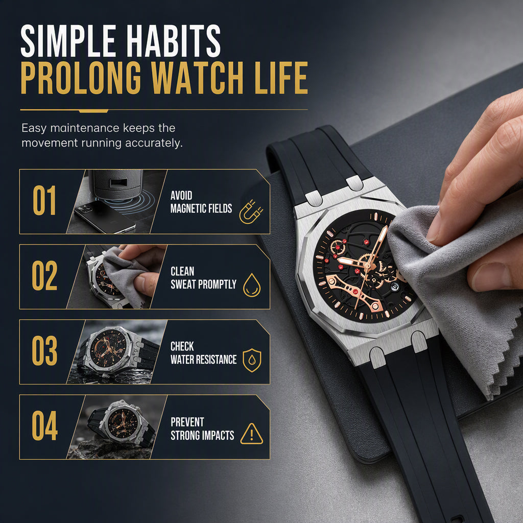 Men's Sport Quartz Watch with Mechanical Style Luminous Hands Date Calendar and Water Resistance