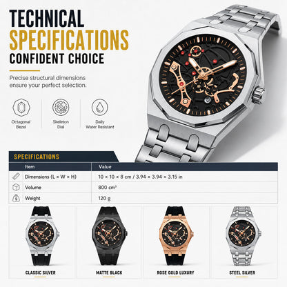 Men's Sport Quartz Watch with Mechanical Style Luminous Hands Date Calendar and Water Resistance