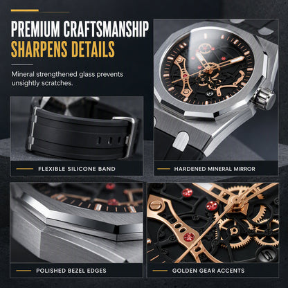 Men's Sport Quartz Watch with Mechanical Style Luminous Hands Date Calendar and Water Resistance