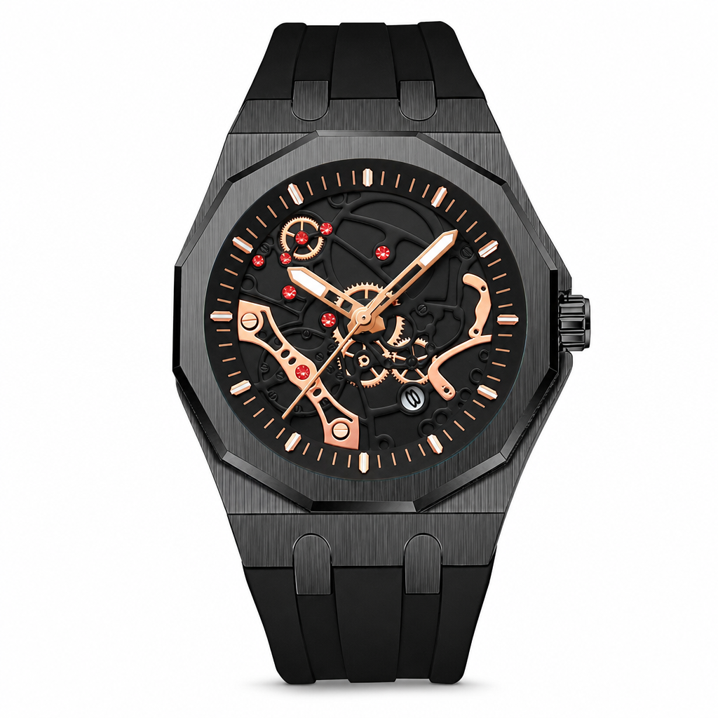 Men's Sport Quartz Watch with Mechanical Style Luminous Hands Date Calendar and Water Resistance