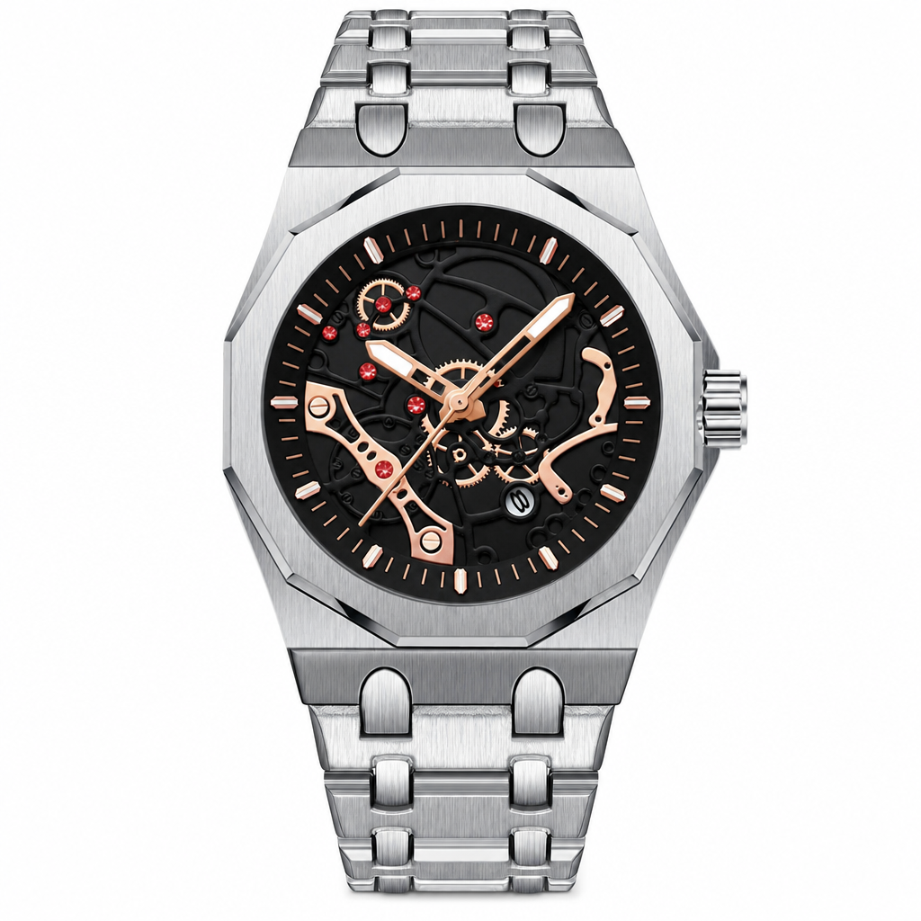 Men's Sport Quartz Watch with Mechanical Style Luminous Hands Date Calendar and Water Resistance