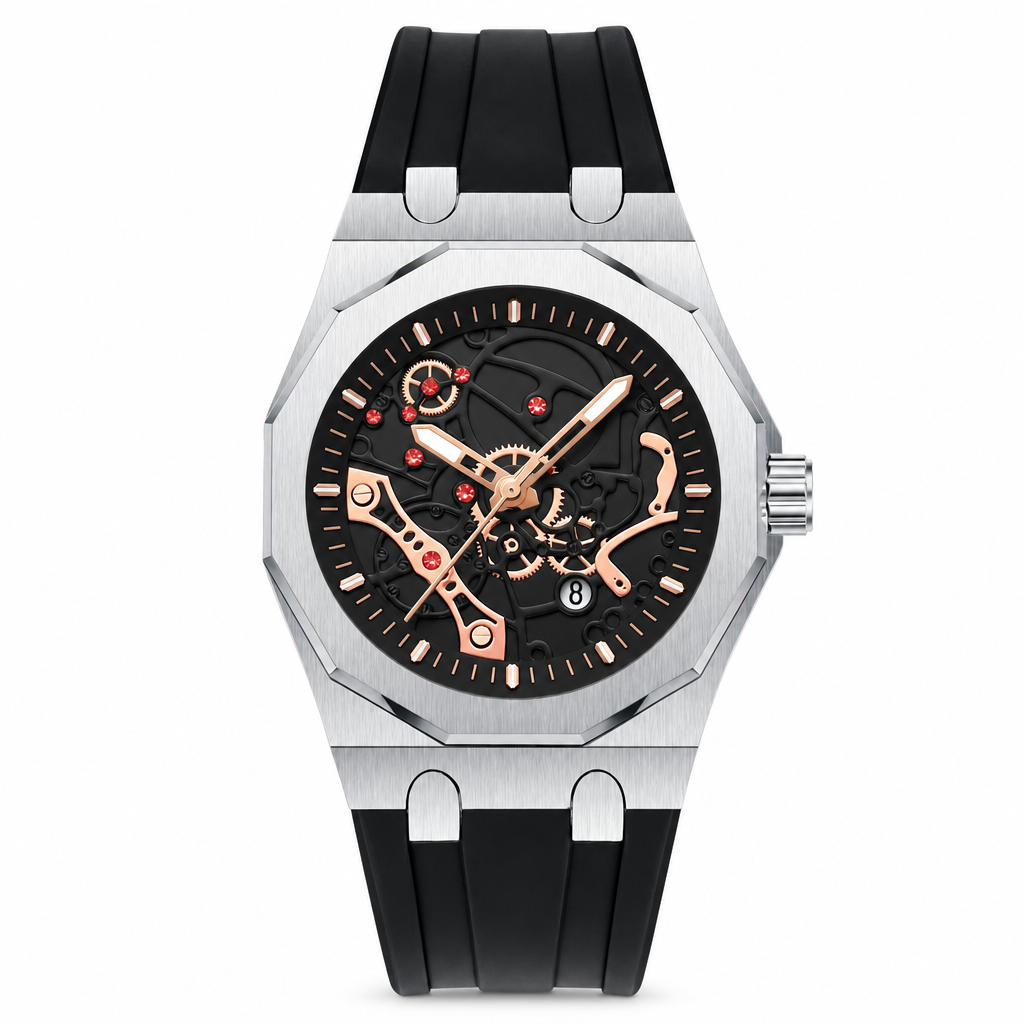 Men's Sport Quartz Watch with Mechanical Style Luminous Hands Date Calendar and Water Resistance