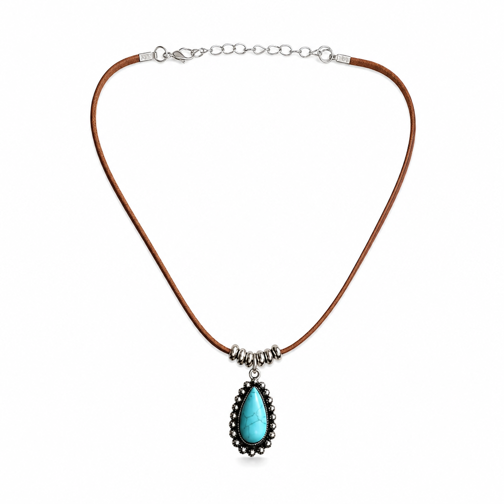 Vintage Bohemian Style Suede Layering Necklace for Women with Dragonfly or Waterdrop Pendant