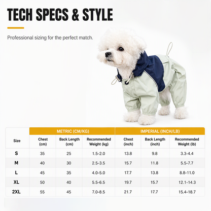 Waterproof Four Legged Pet Raincoat Windproof Colorblock Outdoor Utility for Dogs and Cats