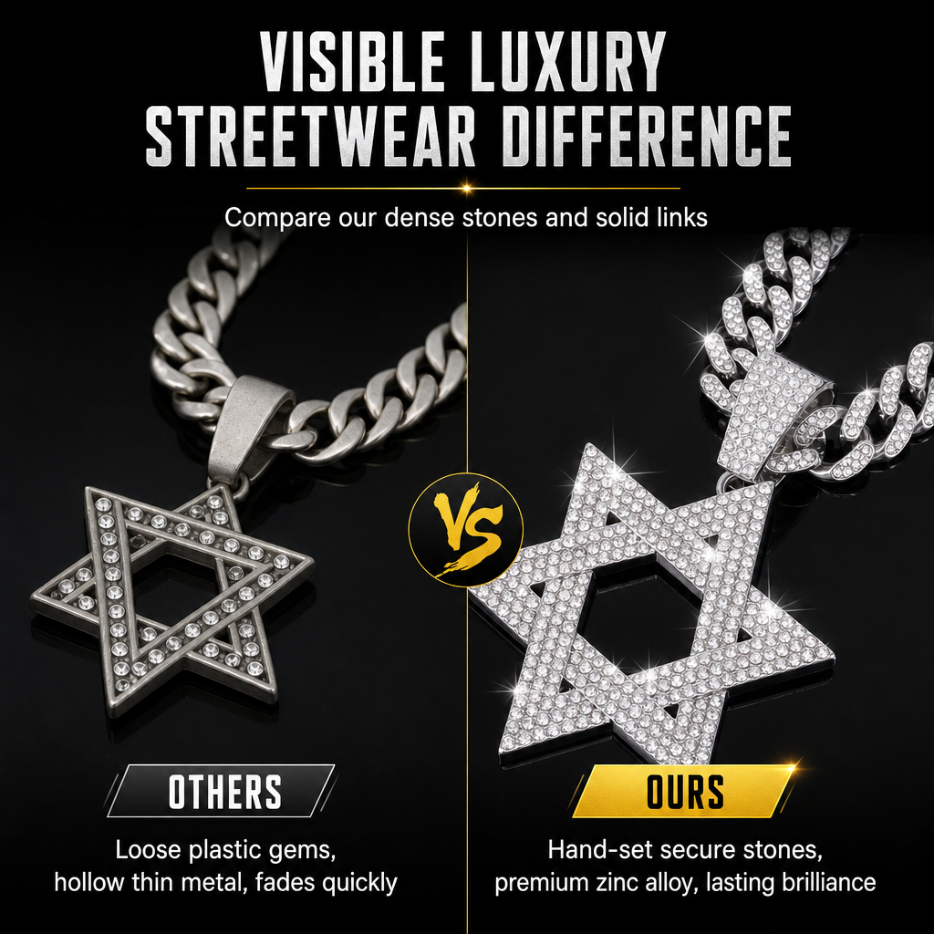 ⏳Limited-time 50% off⏰Hip Hop Iced Out Rhinestone Hollow Star of David with 50cm Chain✡️📿