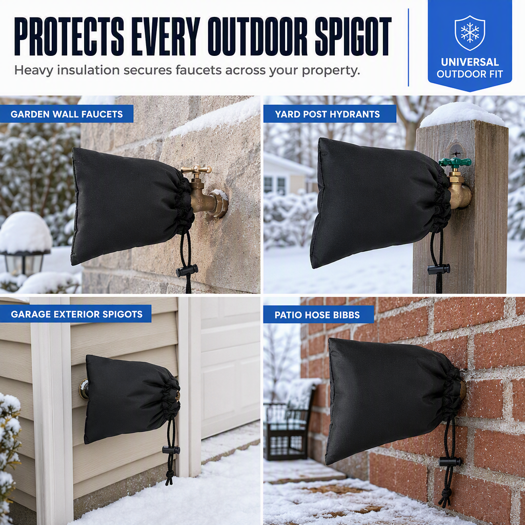 ⏳ TIME-LIMITED SPECIAL ⏰❄️ Insulated Outdoor Faucet Cover – Padded Oxford Cloth Shell with Layered Insulation Retains Warmth, Water-Repellent Outer Protects from Rain & Snow – Quick Install 3 Sizes for Winter Freeze Protection 🧊