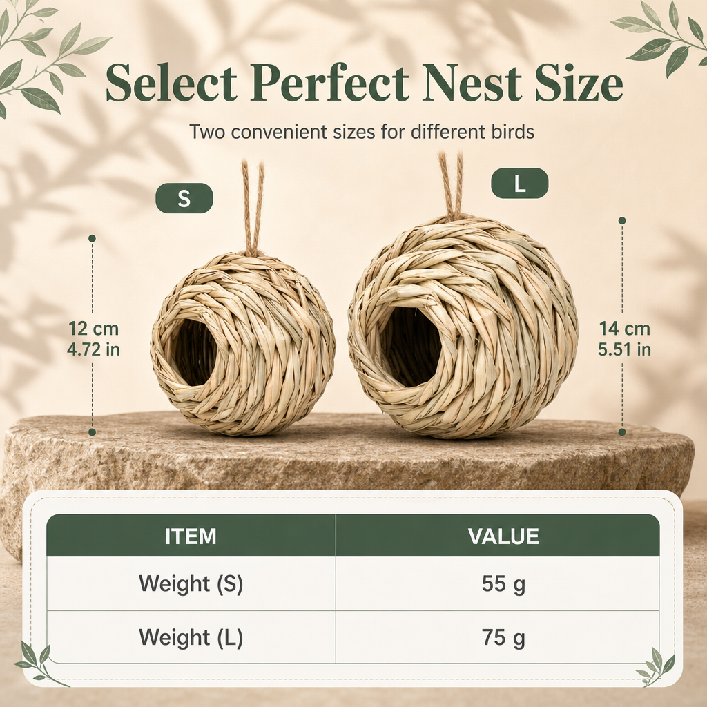 Handwoven Straw Spherical Bird Nest with Round Opening for Outdoor Garden and Yard Decoration