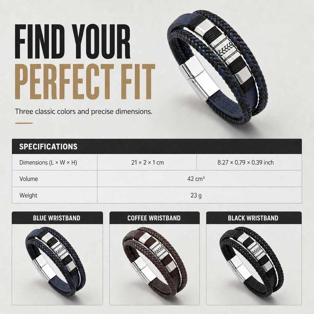 Men's Retro Leather with Square Wheat Pattern Alloy Magnetic Clasp