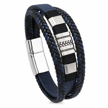 Men's Retro Leather with Square Wheat Pattern Alloy Magnetic Clasp