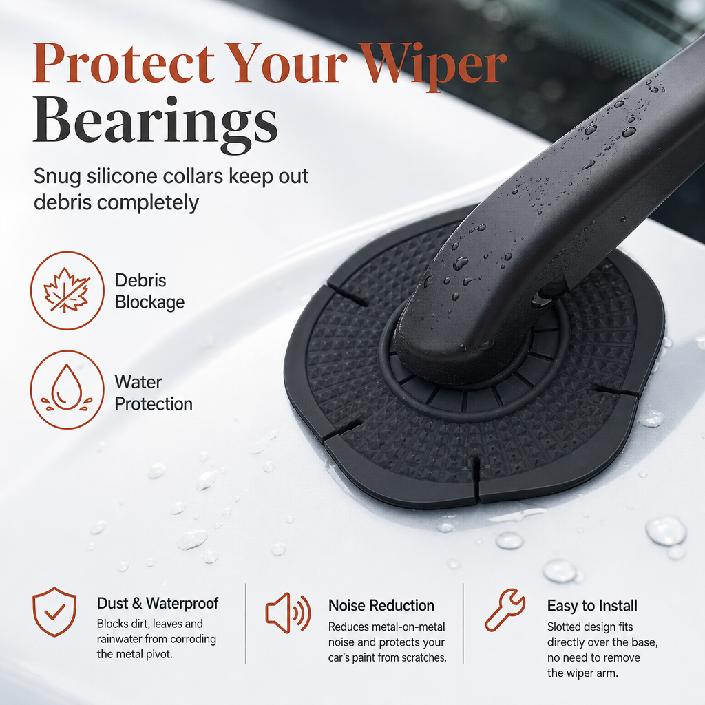 Universal Car Windshield Wiper Hole Protective Cover Dustproof Sleeve Guard to Prevent Leaves and Debris