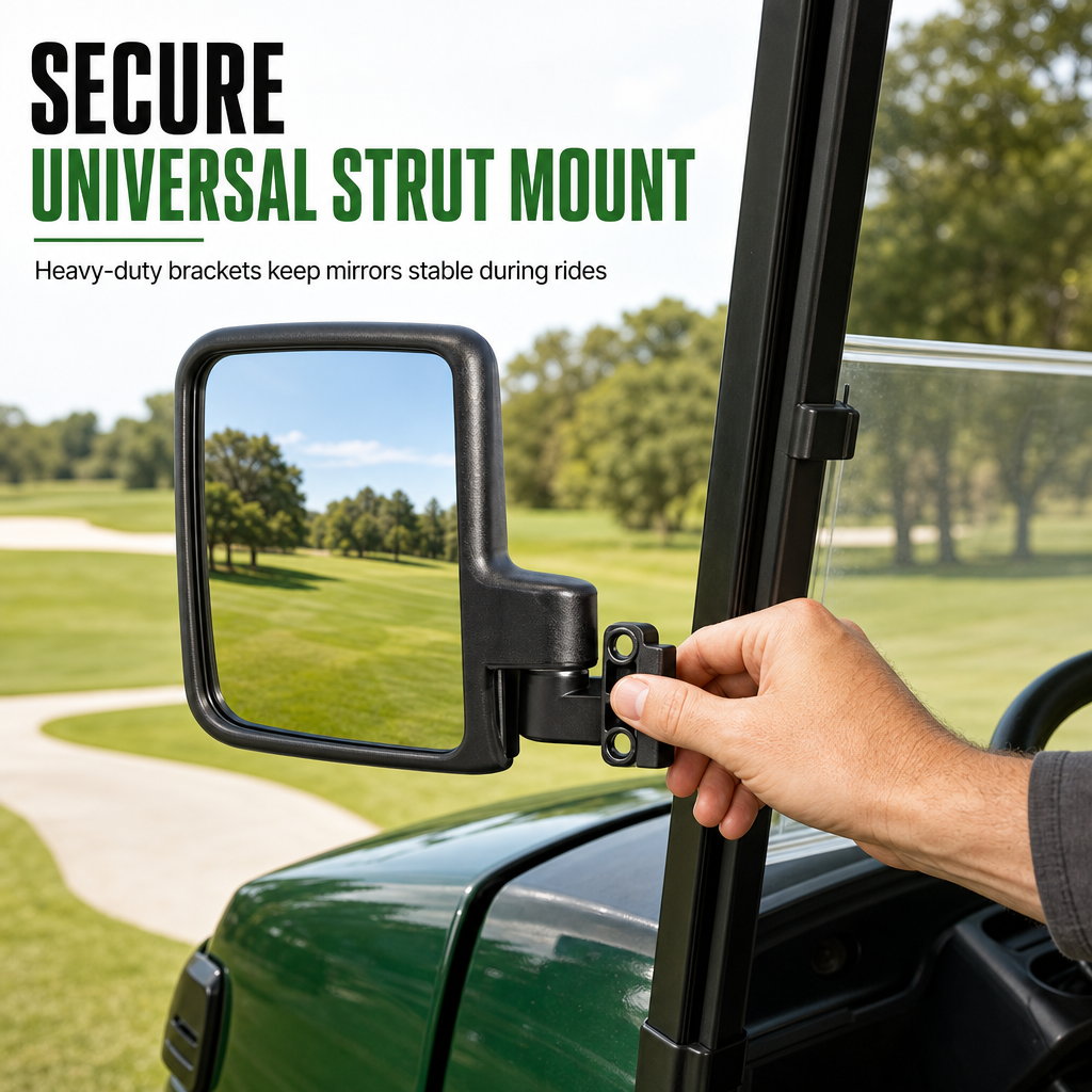 Universal Plastic Rearview and Side View Mirror Set for Golf Carts