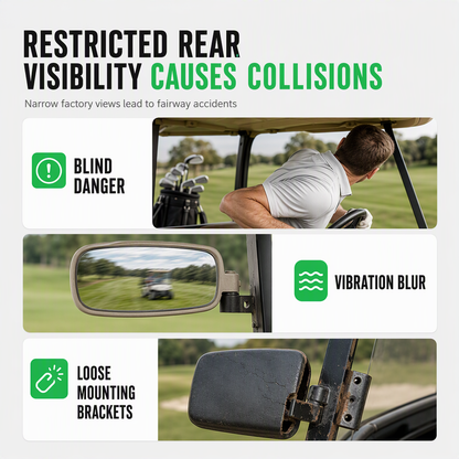 Universal Plastic Rearview and Side View Mirror Set for Golf Carts