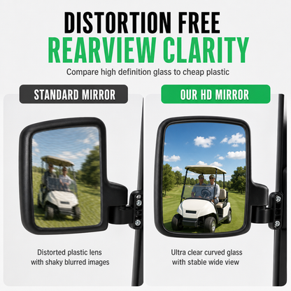 Universal Plastic Rearview and Side View Mirror Set for Golf Carts