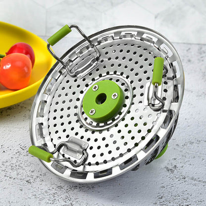 Stainless steel folding vegetable steamer