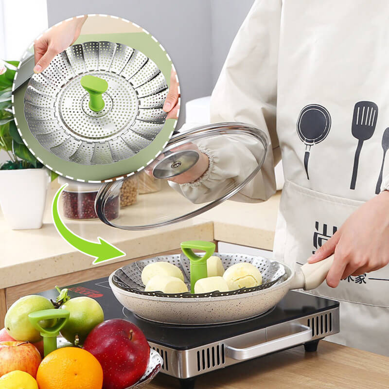 Stainless steel folding vegetable steamer