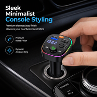 Bluetooth Car FM Transmitter MP3 Player and with PD Fast Charging Dual USB Ports and Atmosphere Light