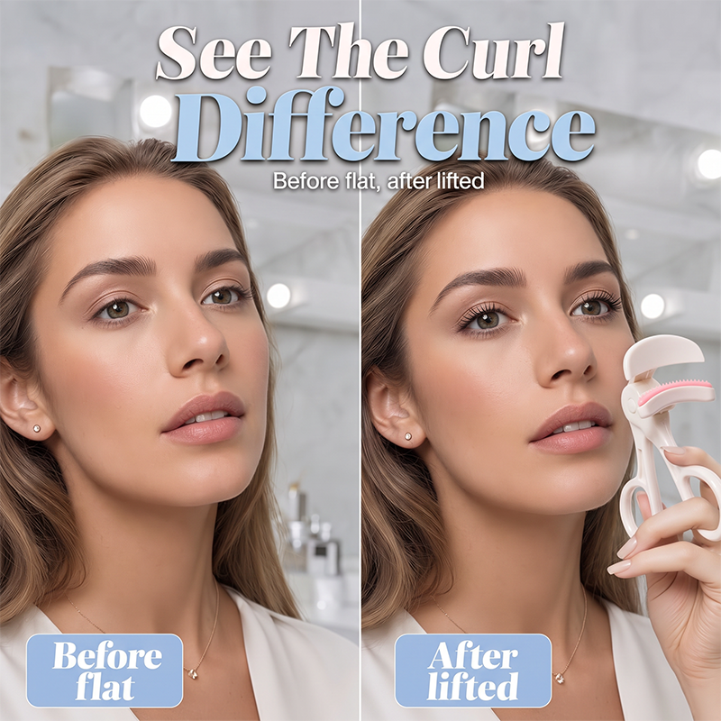 Wide-Angle Eyelash Curler with Comb