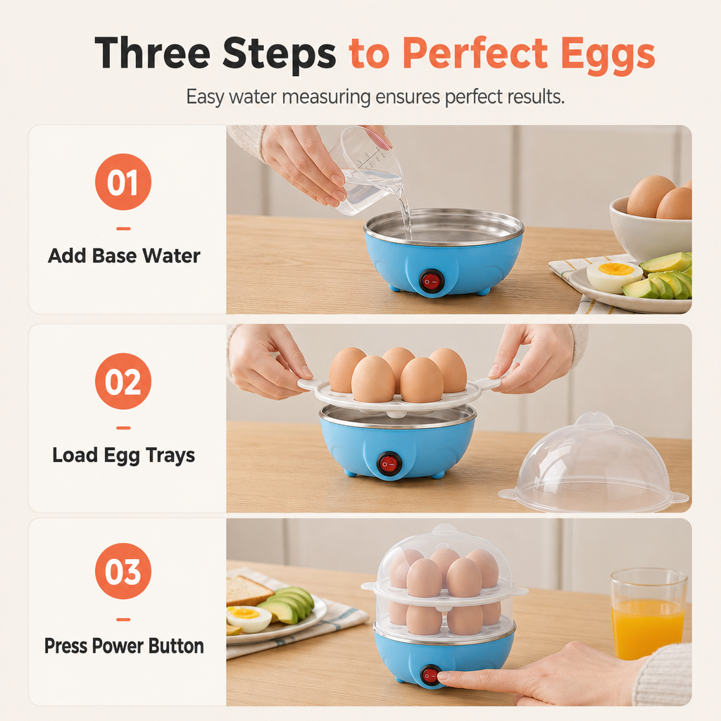 Multifunctional Electric Egg Cooker and Steamer with Transparent Lid Single or Double Layer Egg Boiler for Kitchen Breakfast