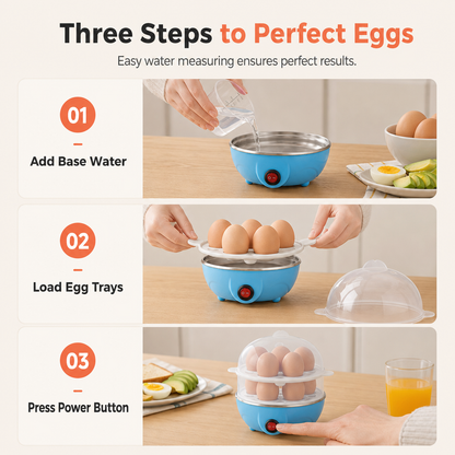 Multifunctional Electric Egg Cooker and Steamer with Transparent Lid Single or Double Layer Egg Boiler for Kitchen Breakfast