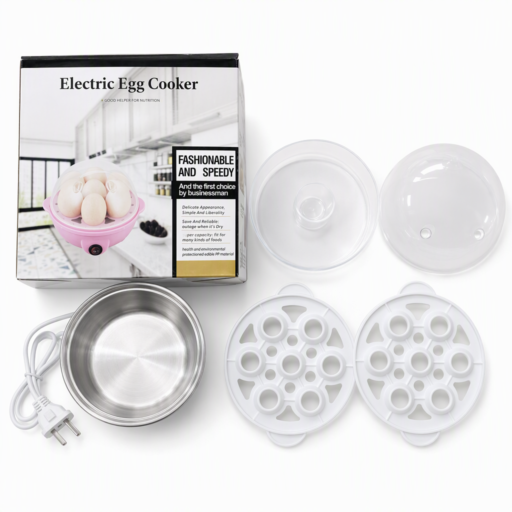 Multifunctional Electric Egg Cooker and Steamer with Transparent Lid Single or Double Layer Egg Boiler for Kitchen Breakfast