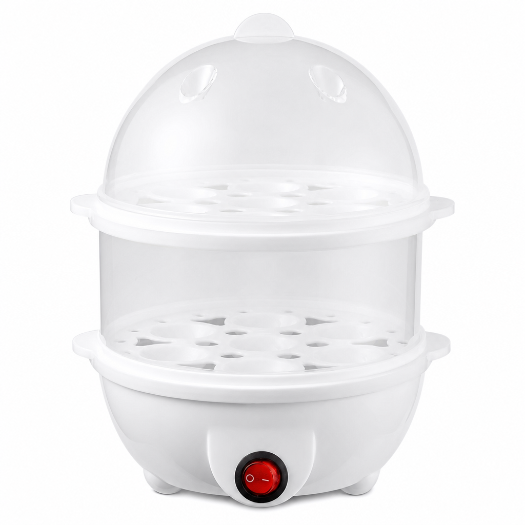 Multifunctional Electric Egg Cooker and Steamer with Transparent Lid Single or Double Layer Egg Boiler for Kitchen Breakfast