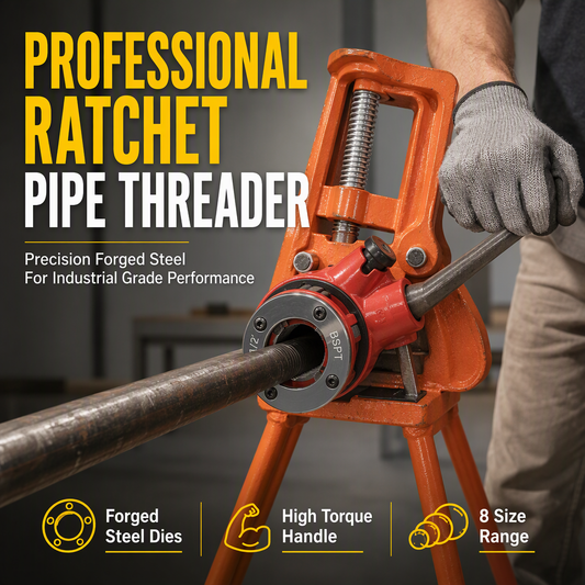 📢📢50%+ OFF !! ⏰Manual Pipe Threading Tool Kit with Ratchet Handle and Die Heads