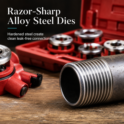 📢📢50%+ OFF !! ⏰Manual Pipe Threading Tool Kit with Ratchet Handle and Die Heads