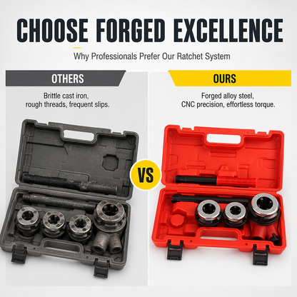 📢📢50%+ OFF !! ⏰Manual Pipe Threading Tool Kit with Ratchet Handle and Die Heads