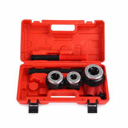 📢📢50%+ OFF !! ⏰Manual Pipe Threading Tool Kit with Ratchet Handle and Die Heads