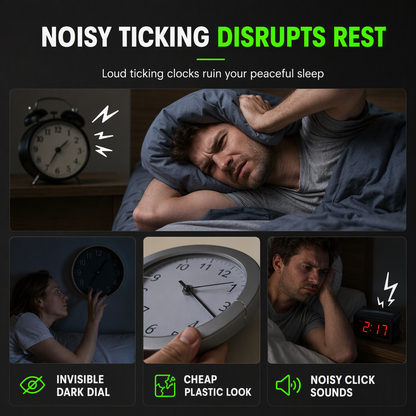 12 Inch Silent Wooden Wall Clock Luminous Glow in the Dark MDF Wood Grain Clock
