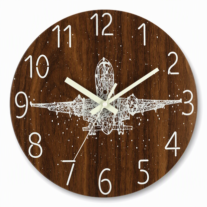 12 Inch Silent Wooden Wall Clock Luminous Glow in the Dark MDF Wood Grain Clock