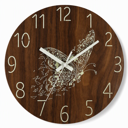 12 Inch Silent Wooden Wall Clock Luminous Glow in the Dark MDF Wood Grain Clock