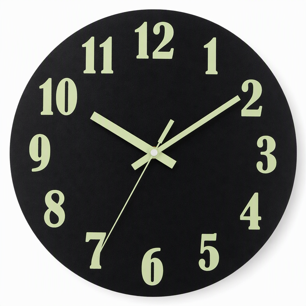 12 Inch Silent Wooden Wall Clock Luminous Glow in the Dark MDF Wood Grain Clock
