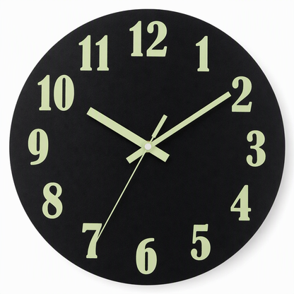 12 Inch Silent Wooden Wall Clock Luminous Glow in the Dark MDF Wood Grain Clock